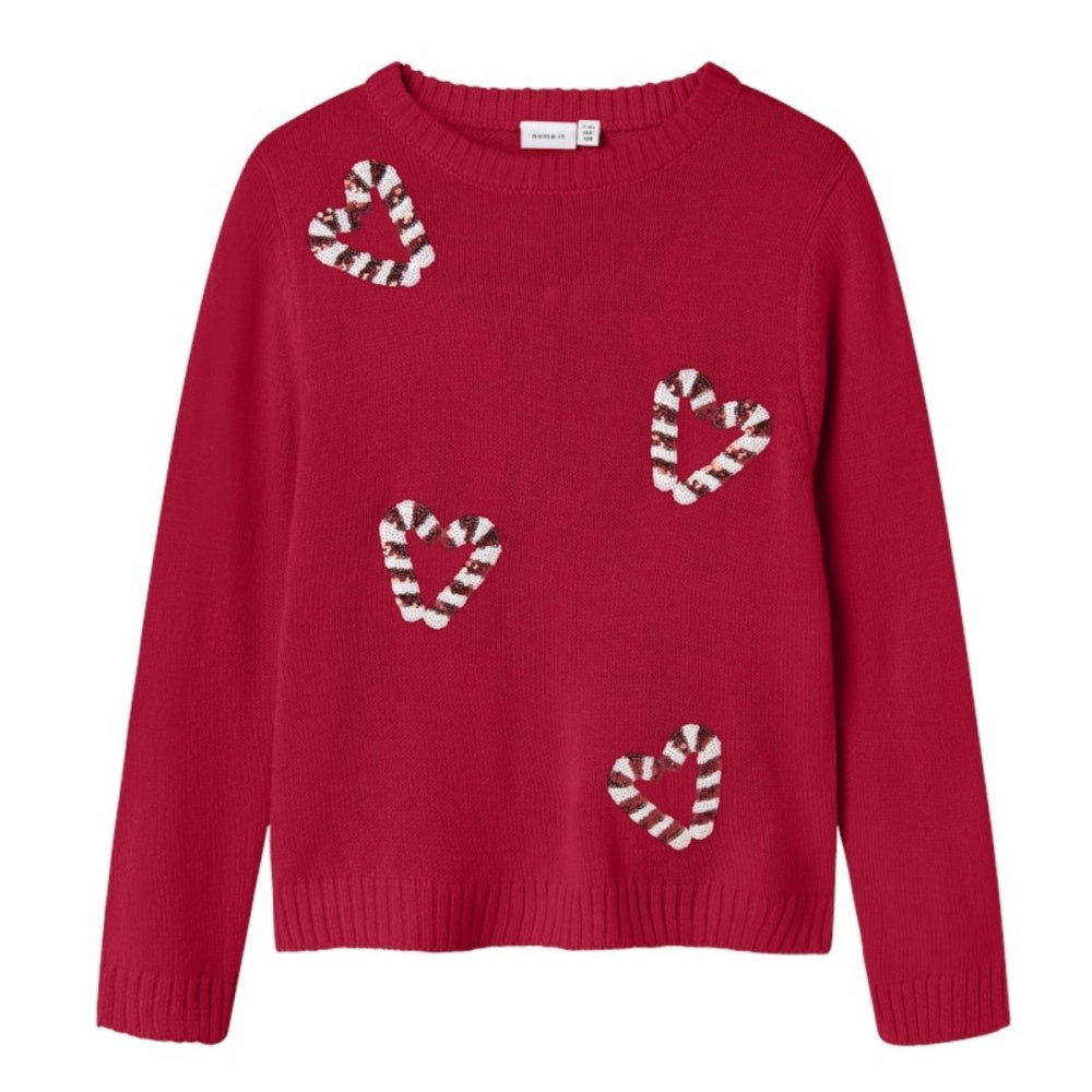 Name It - Julegenser Knit Candy Cane Paljett Jester Red