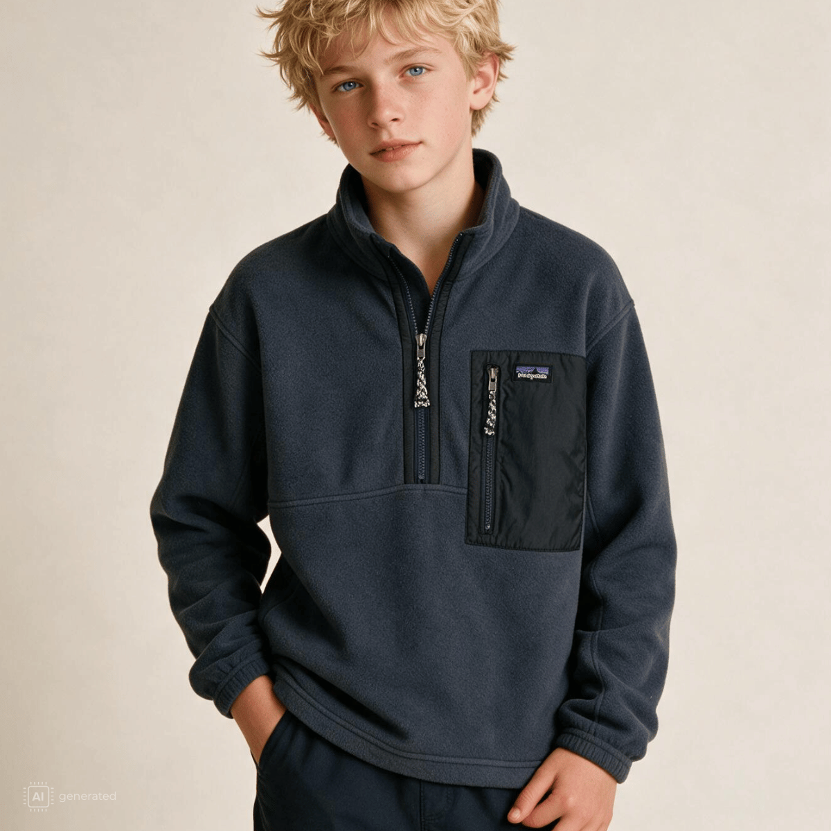 Patagonia - Kids Microdini 1/2-Zip Fleece Pullover Smolder Blue