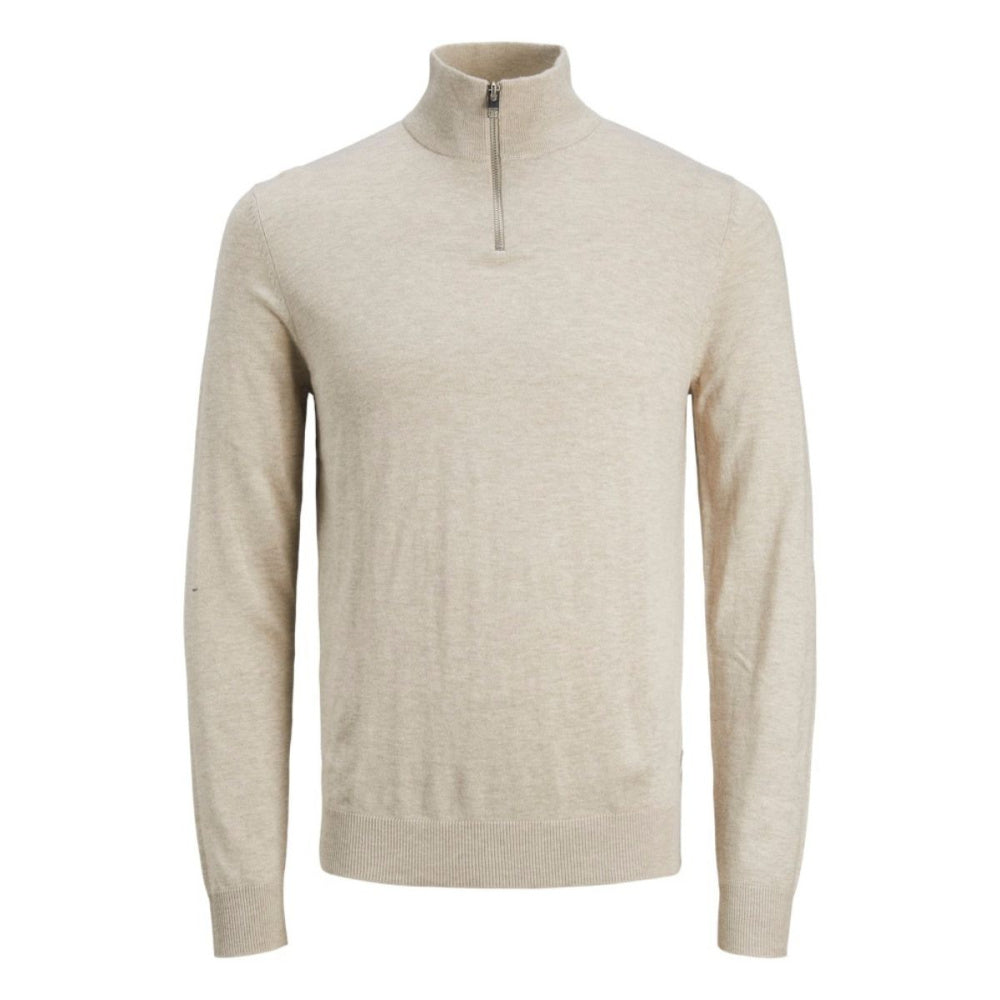Jack & Jones - Genser Halfzip Knit Emil Oatmeal Melange