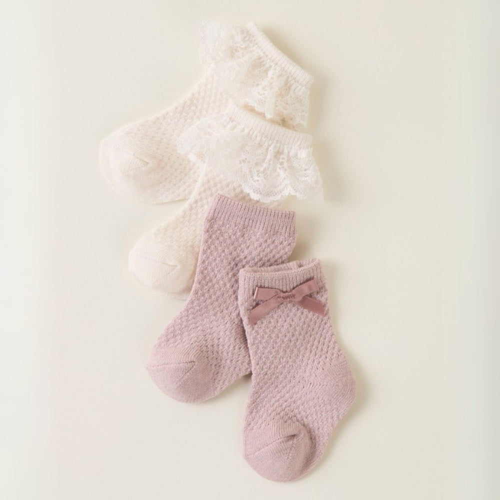 Name It - Ullsokker 2-pk Baby Wakma Shadow Gray/ Snow White