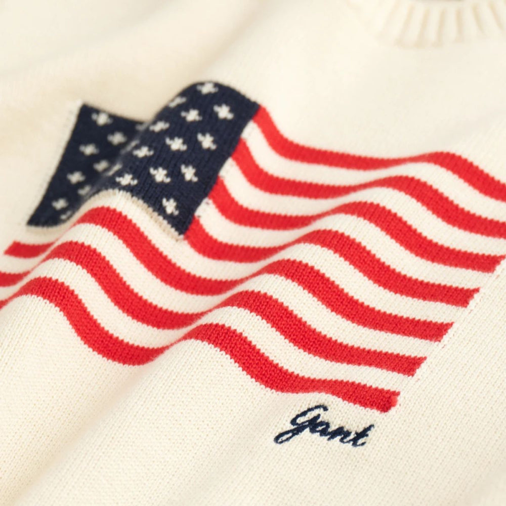 Gant - Genser Flag Knit Jr C-Neck Cream