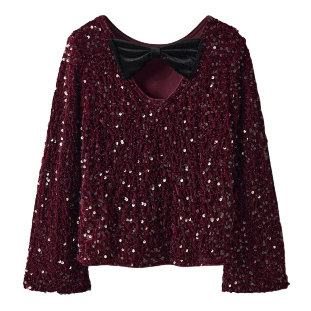 Name It - Topp Rusitta Paljetter Burgundy/ Black Bow