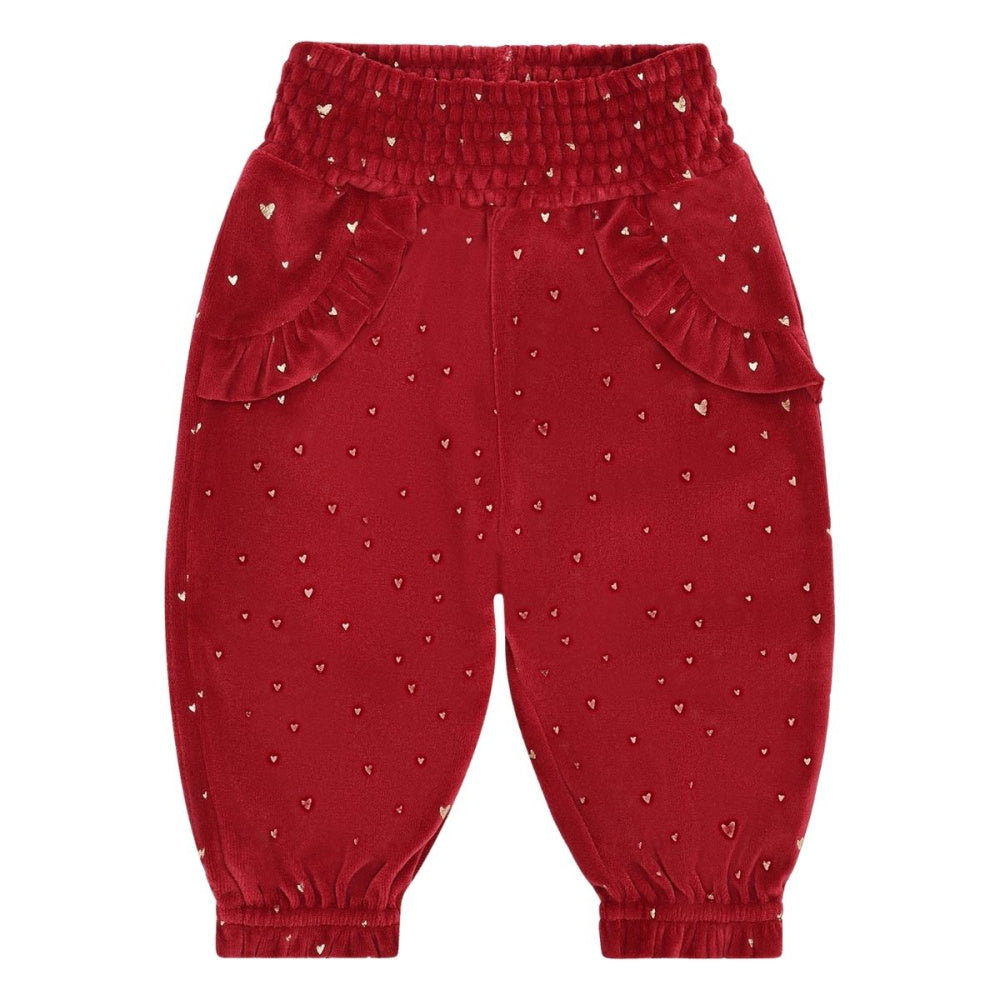 Hust and Claire - Bukse Baby Velour Trine Gold Teaberry
