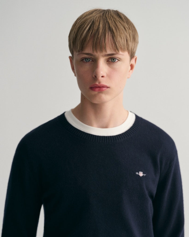 Gant - Genser Shield Lambwool C-Neck Evening Blue