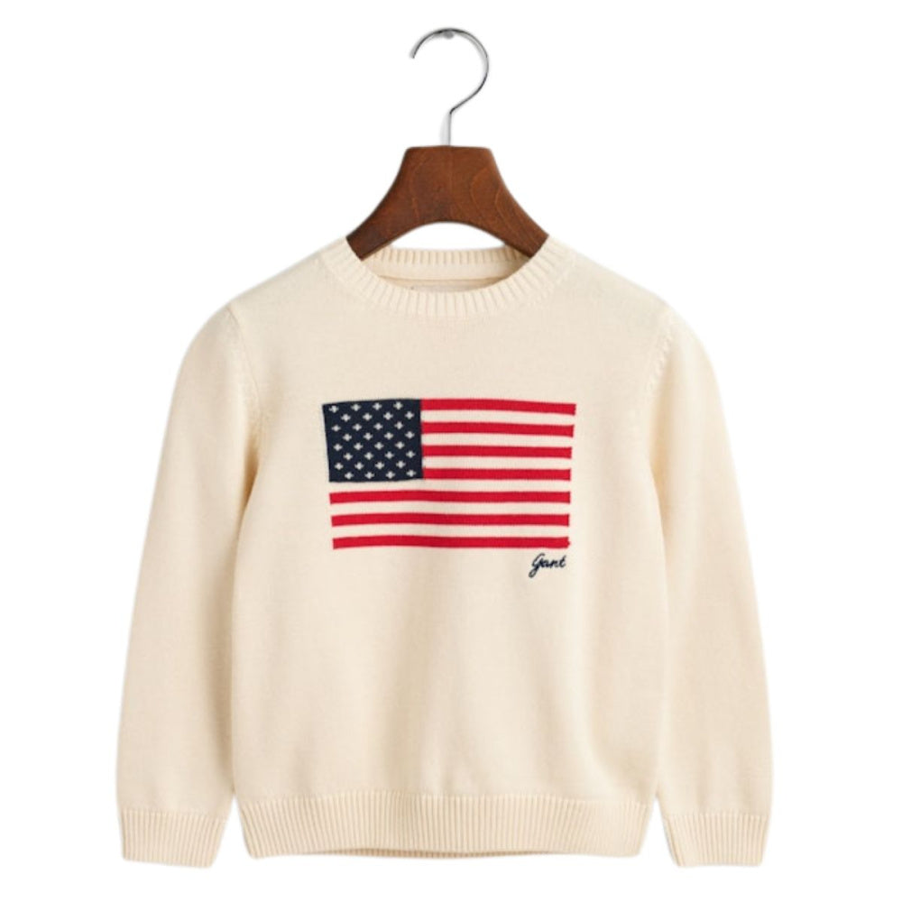 Gant - Genser Flag Knit C-Neck Cream