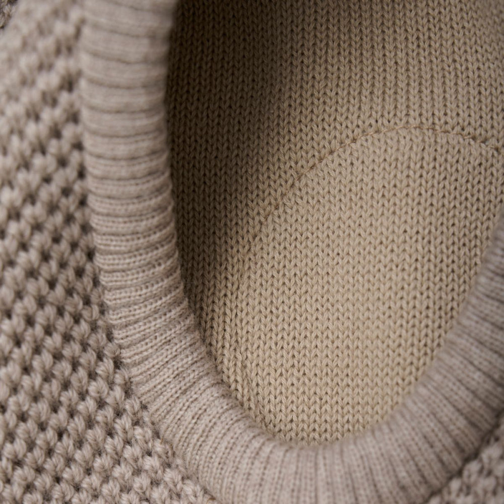 Huttelihut - Balaclava Strikket Ull 2-lags Camel Melange