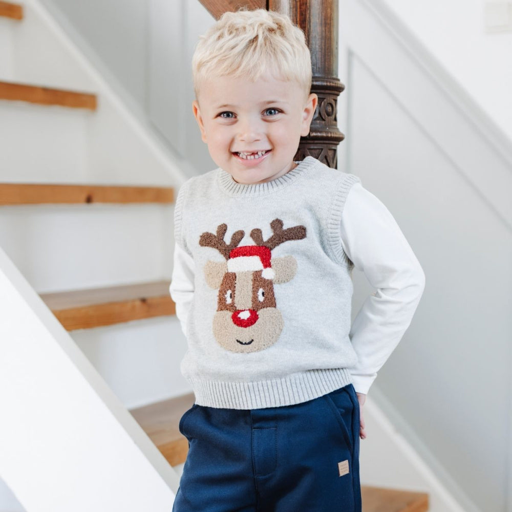 Hust and Claire - Vest Princo Reindeer Soft Grey Melange