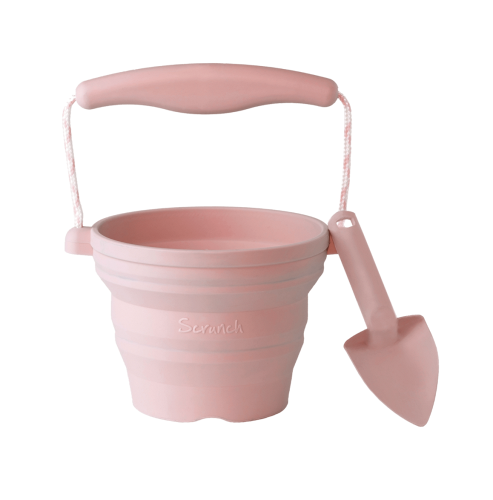 Scrunch - Sammenleggbar Mini Bøtte med spade Rosa