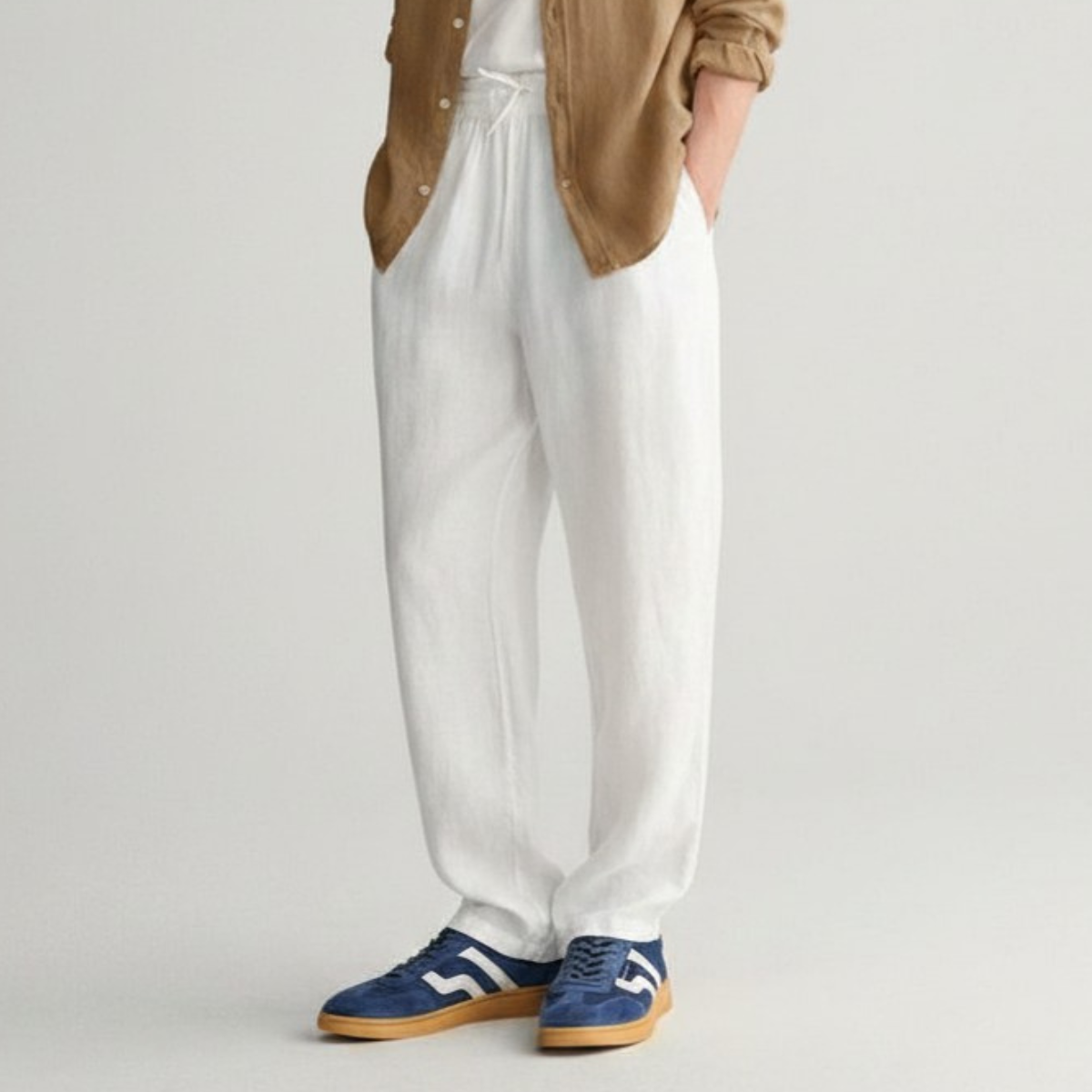 Gant - Bukse i Lin Relaxed White