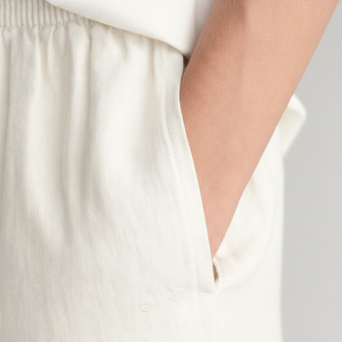 Gant - Bukse i Lin Relaxed White