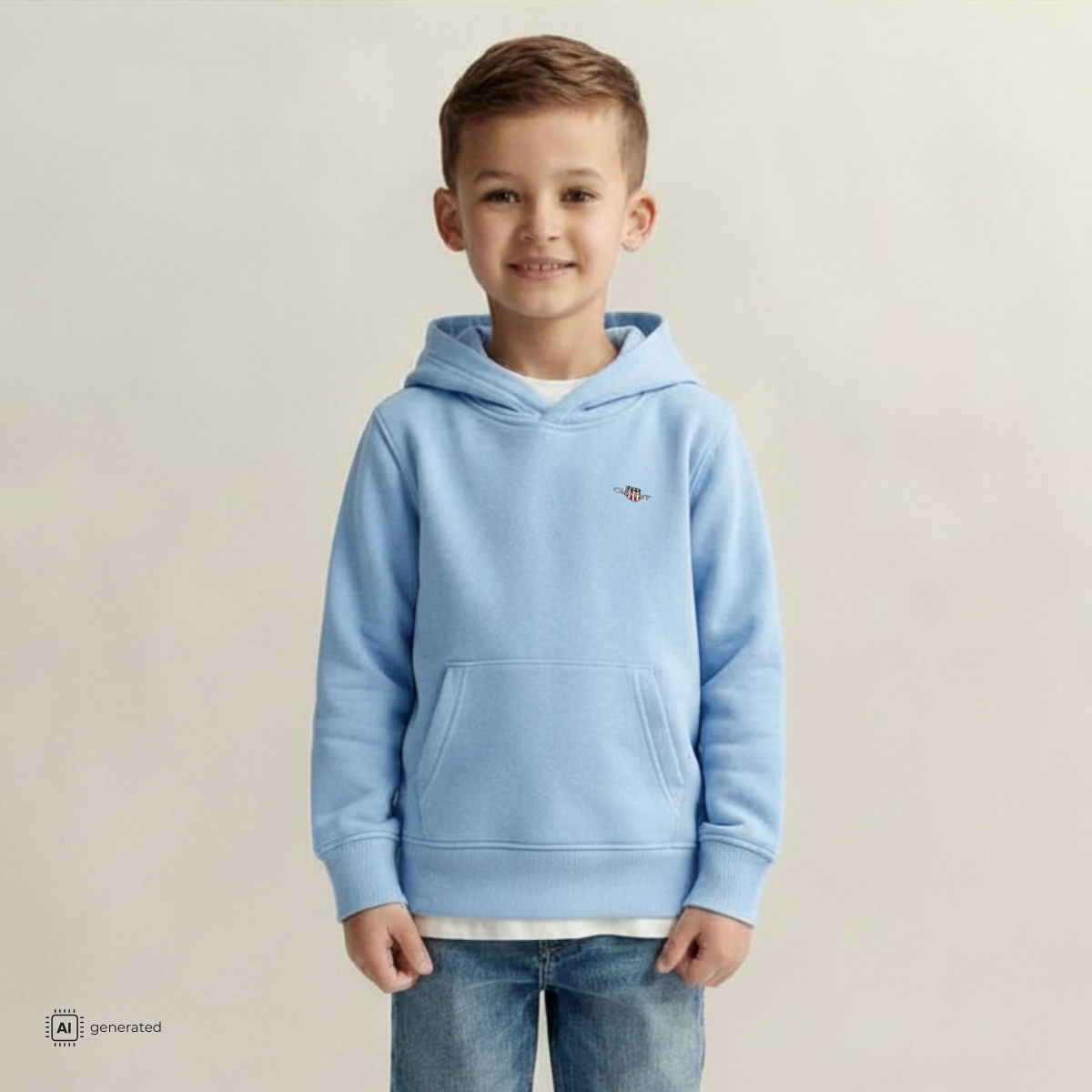 Gant - Hettegenser Shield Hoodie Sky Blue