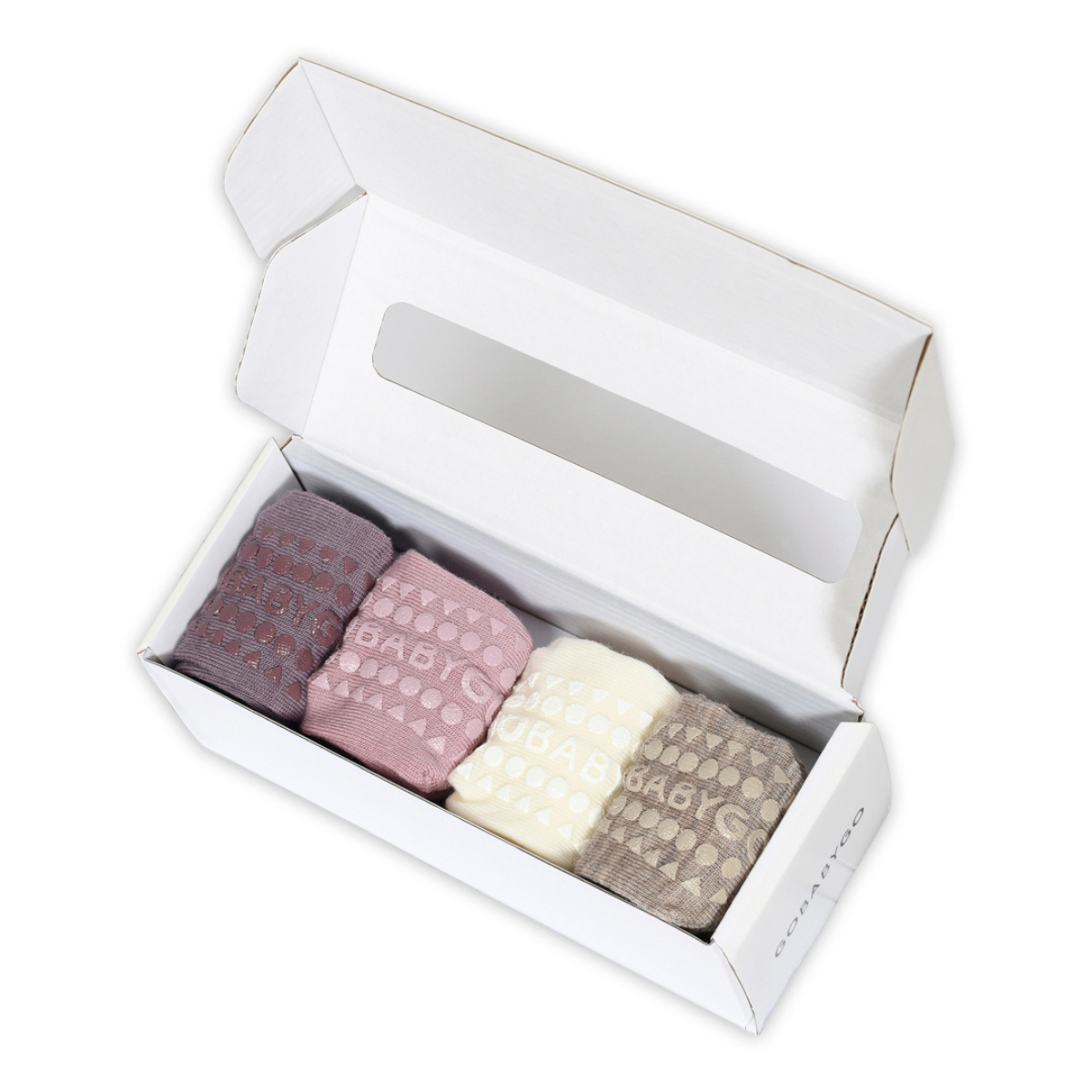 GoBabyGo - Sokker Ull Combo-box 4 pk Purple/ Rose/ Snow/ Sand