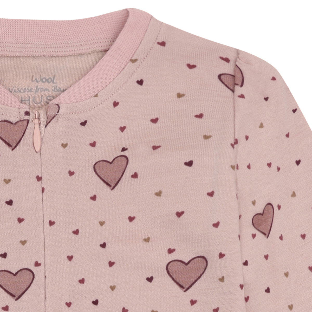 Hust & Claire - Heldress i Ull/Bambus Hearts Puff Dusty Rose