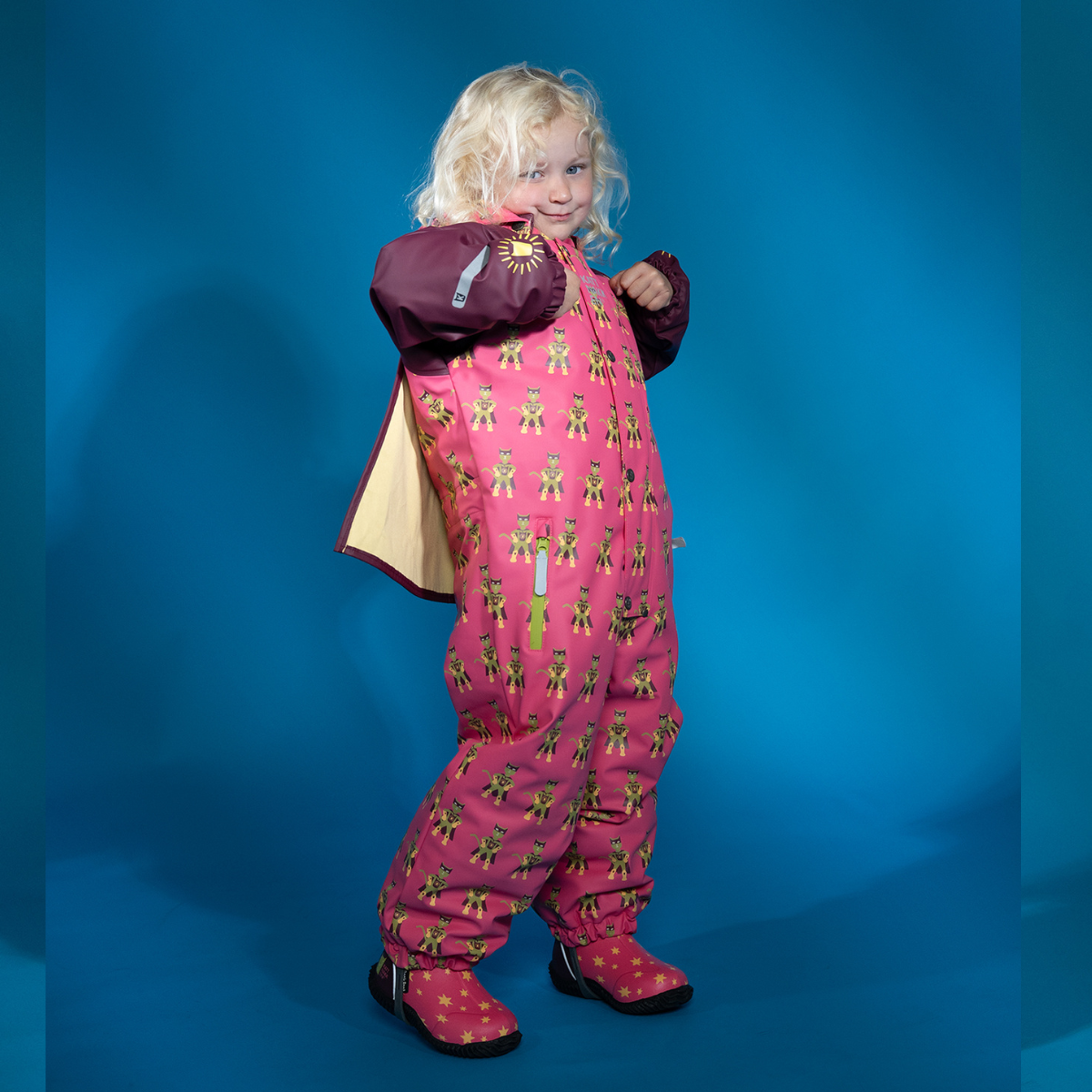 Kattnakken - Vinterregndress Slaps Superhelt Superrosa