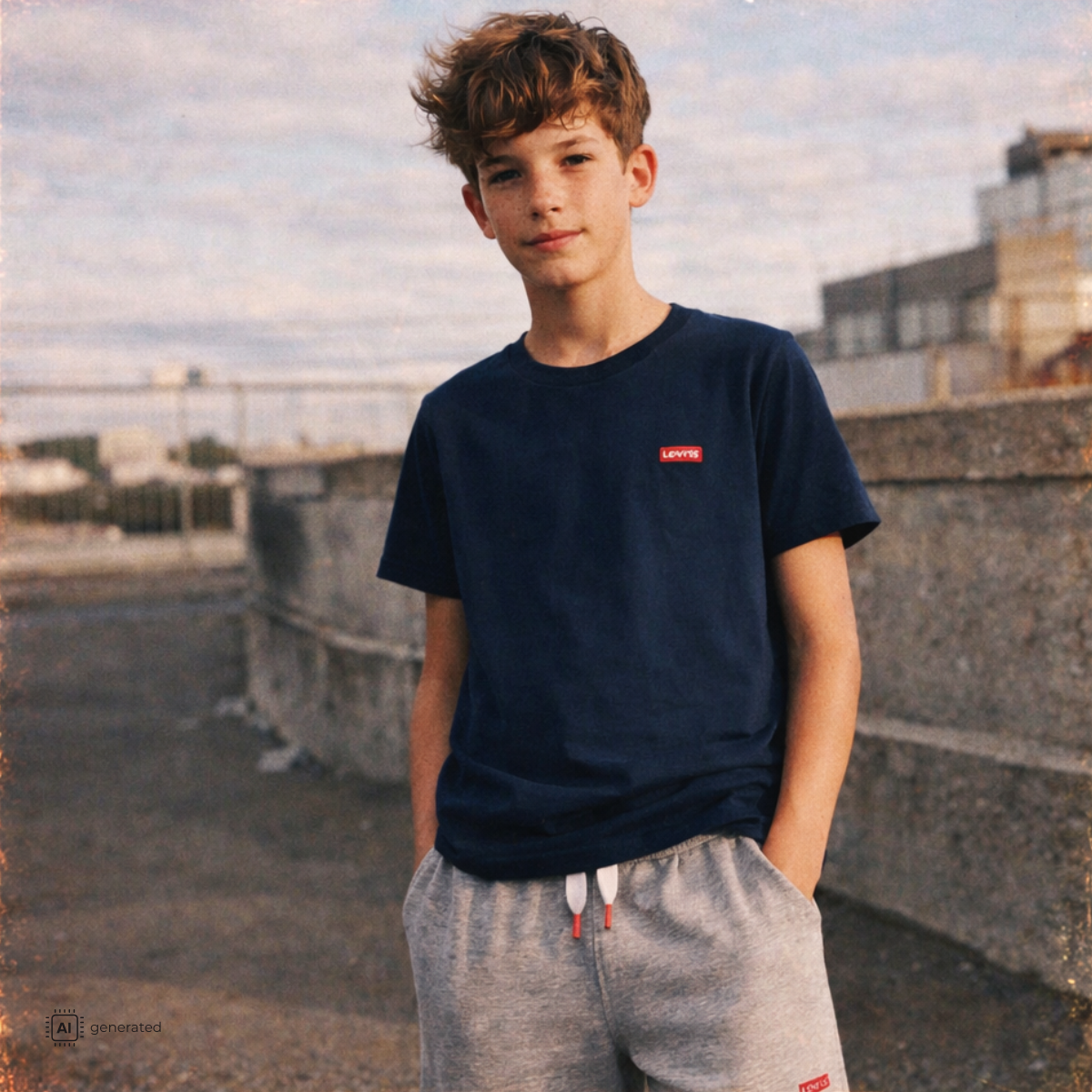 Levi's - Sett Jr Batwing Tee & Knit Shorts Dress Blues