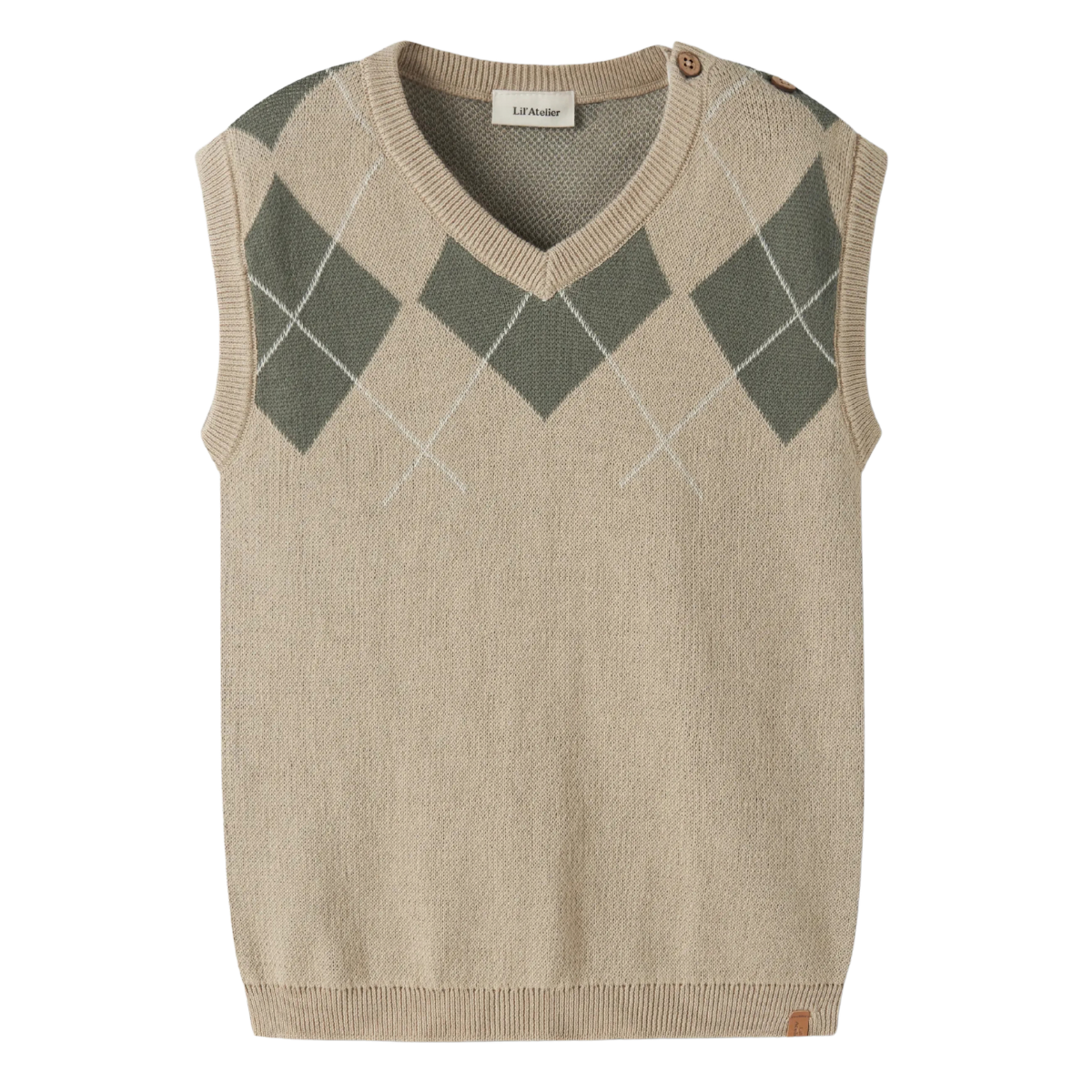 Lil' Atelier - Vest Ronan White Pepper/Green