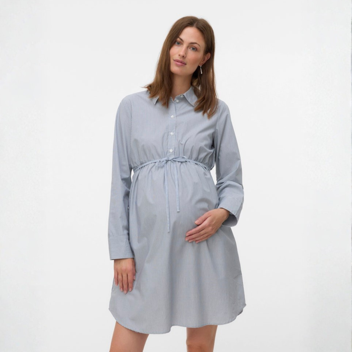 Mamalicious - Gravid- og ammekjole Salma Snow White/ Light Grey