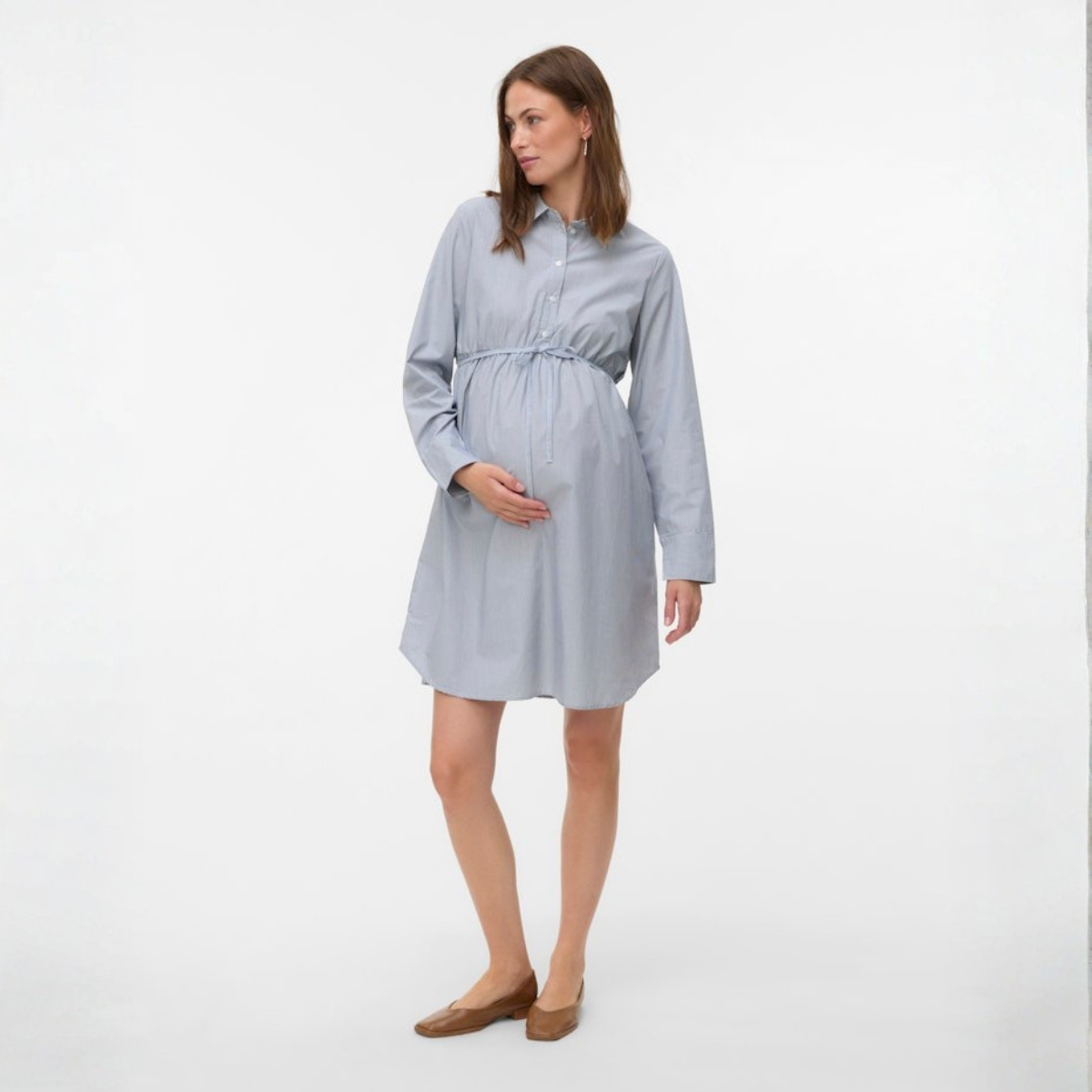 Mamalicious - Gravid- og ammekjole Salma Snow White/ Light Grey