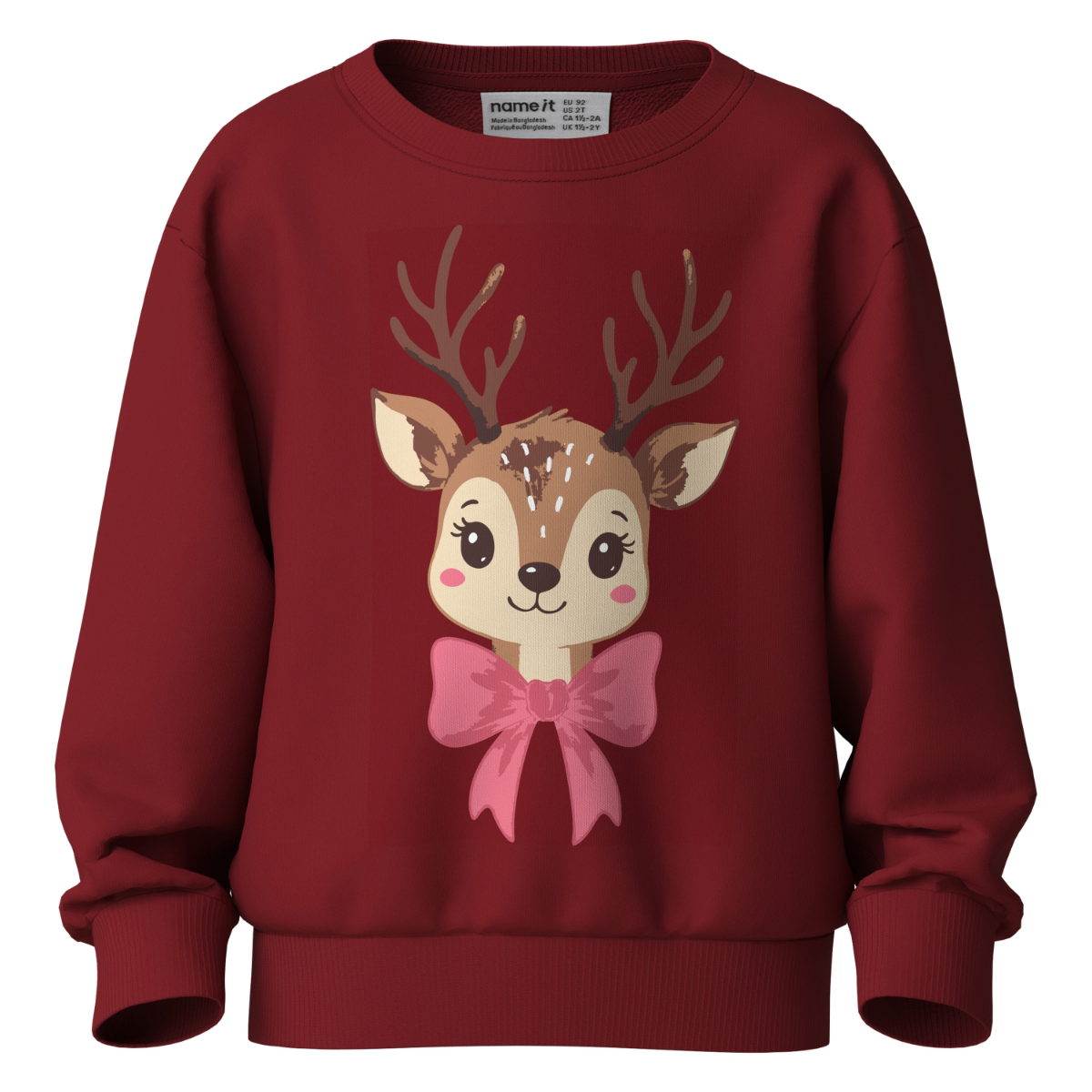 Name It - Julegenser Vertrud Reindeer Bow Red Dahlia
