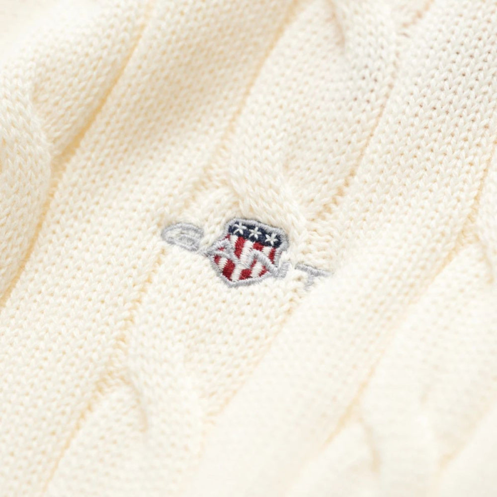 Gant - Genser Jr Cotton Cable Half Zip Cream