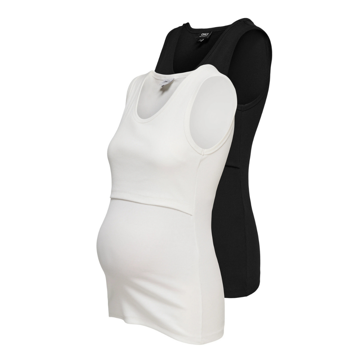 ONLY Maternity - Amme-Tanktopp 2-pk Vira Hvit Sort