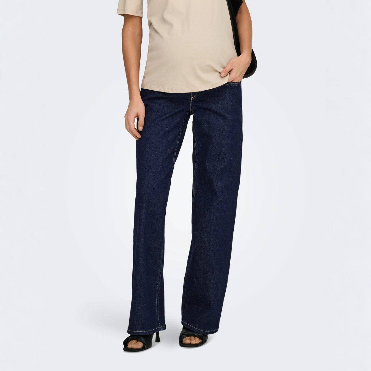 ONLY Maternity - Jeans Juicy Wide Leg Dark Blue Denim Rinse
