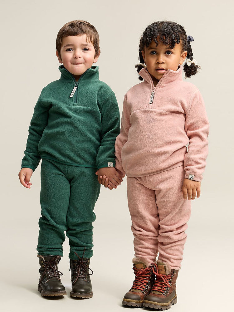 Gullkorn - Berg Fleece-sett Tåkerosa
