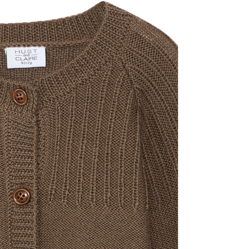 Hust and Claire - Cardigan Ull Ribbestrikket Coffee