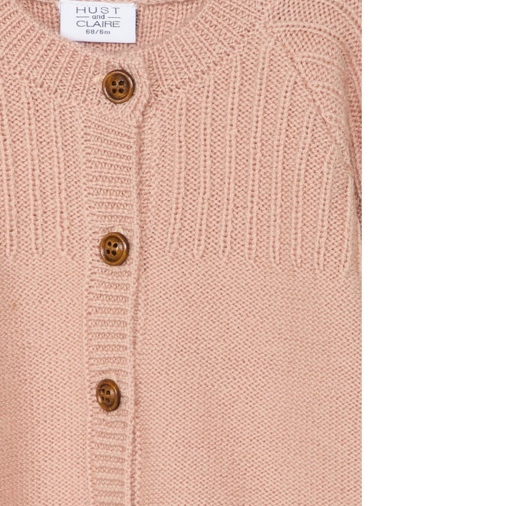 Hust and Claire - Cardigan Ull Ribbestrikket Rose Cloud