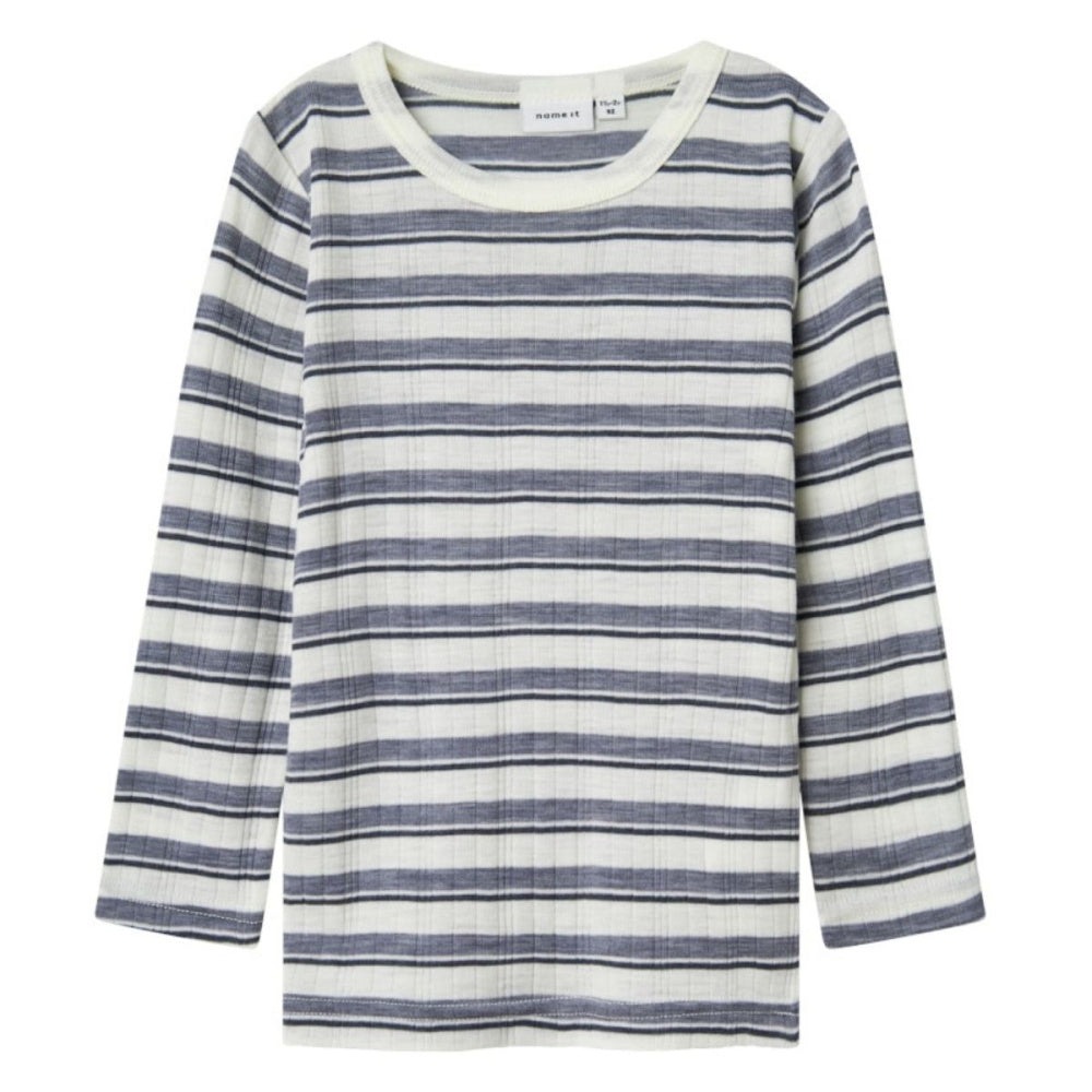 Name It - Trøye Ull Wang Stripe Folkstone Gray/ Snow White
