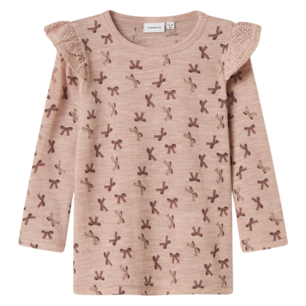 Name It - Ulltrøye Wang Frills Bows Shadow Gray