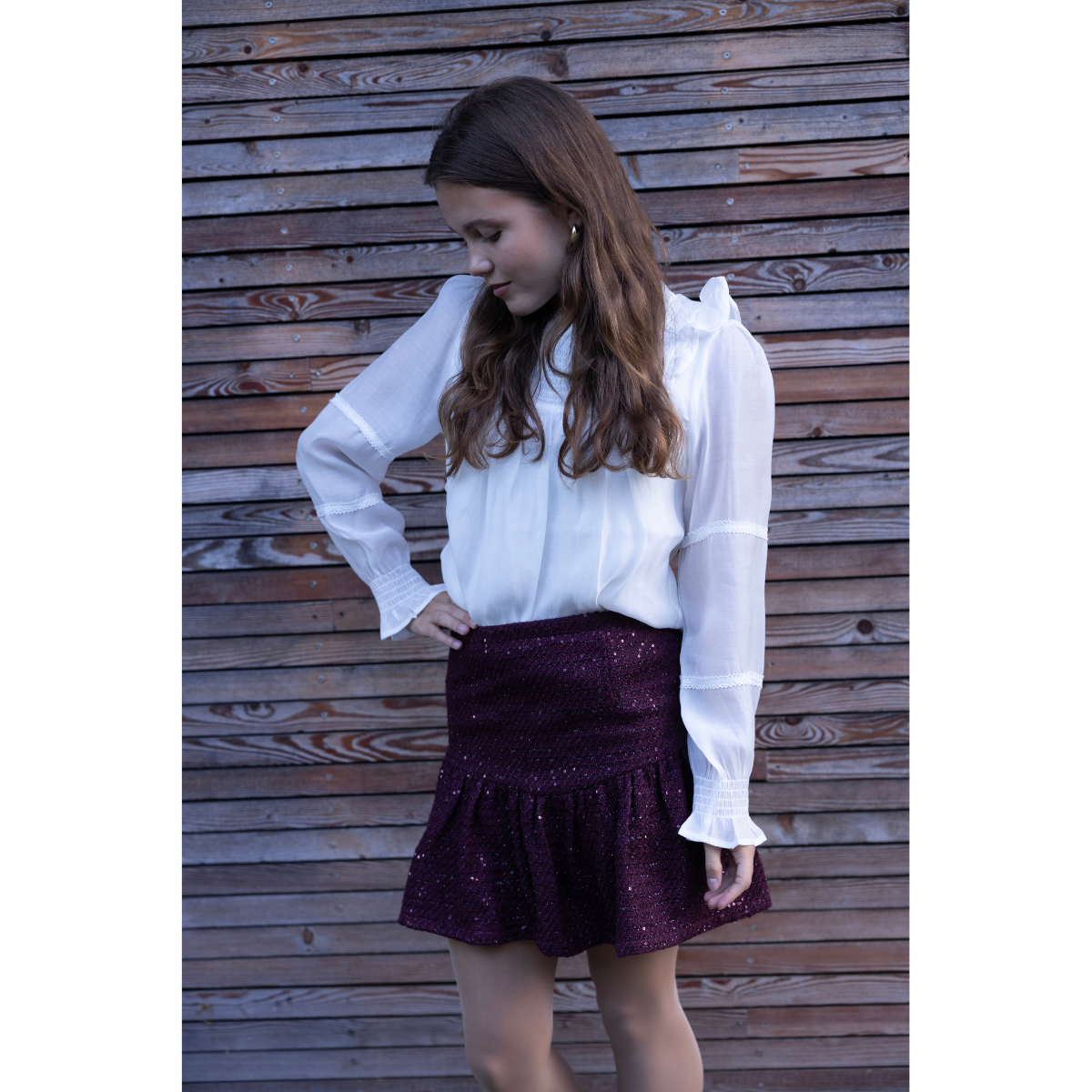 Vilje & Ve - Skjørt Laila Bouclé Burgundy