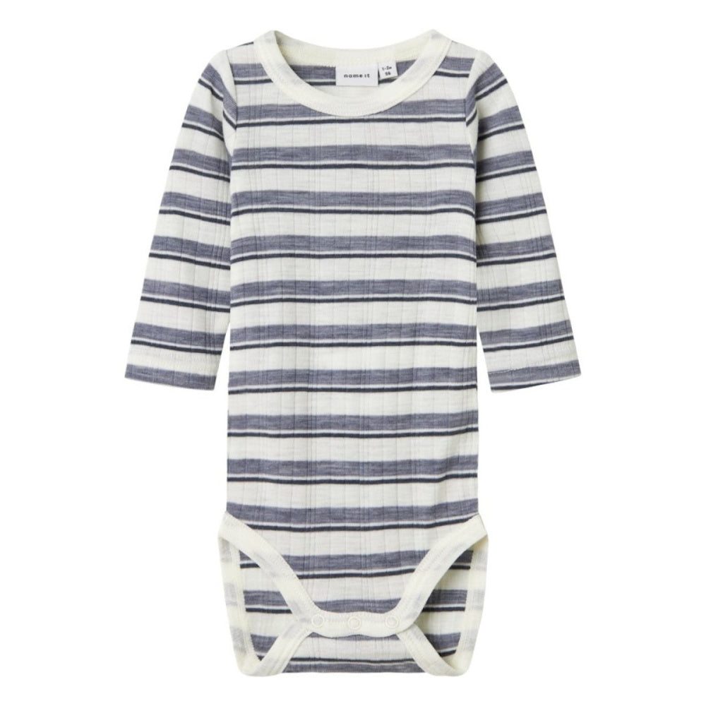 Name It - Body Ull Baby Wang Stripe Folkstone Gray/ Snow White