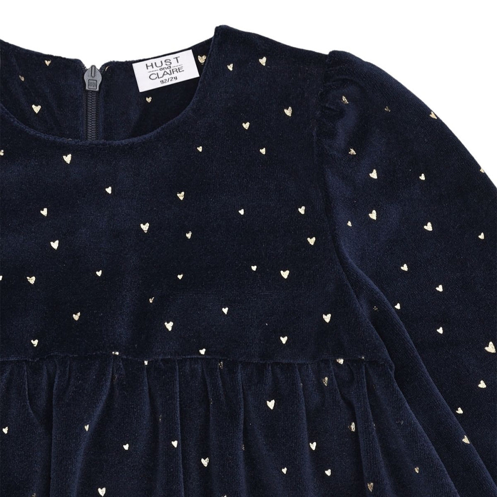 Hust and Claire - Julekjole Velour Donna Gold More Navy