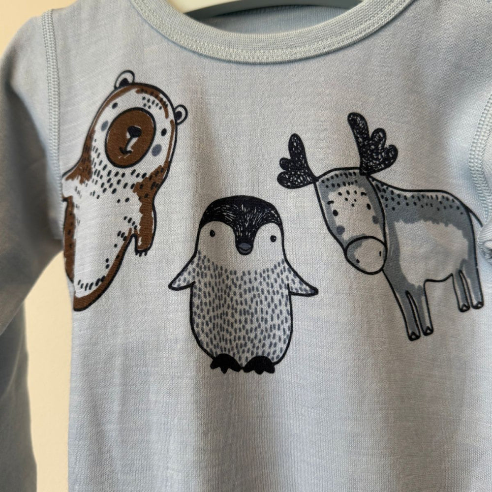 Hust and Claire - Body Ull og Bambus Baloo Animal Baby Blue