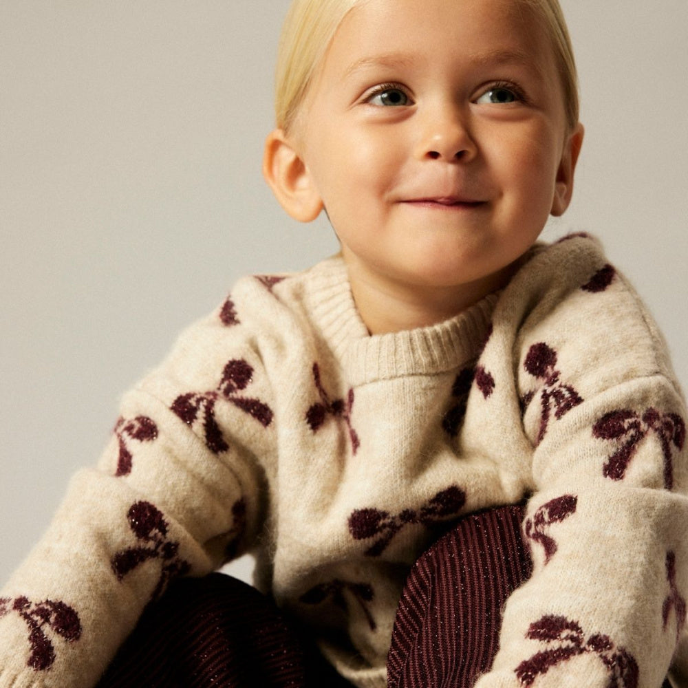 Name It - Genser Knit Senya Bow Cement