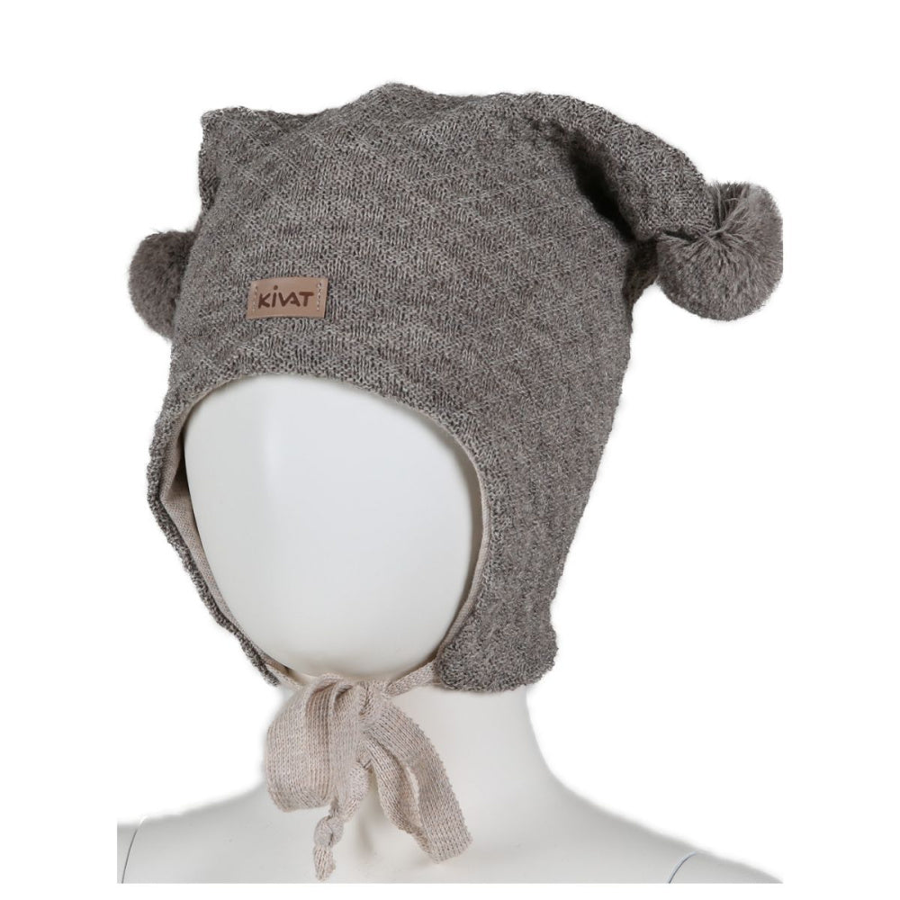 Kivat - Lue i Ull med Snøring Struktur Logo Beige Melert