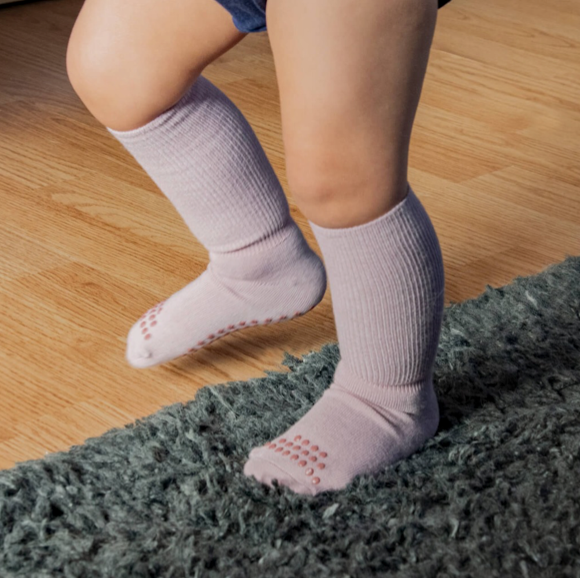 Nordic Kids - Sokker Bambus 2pk Anti-Skli Rosa/ Grå