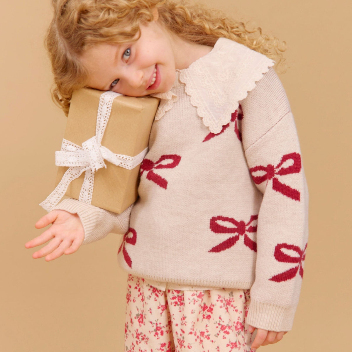 Wheat - Bluse med Krage Flora Almond Peach