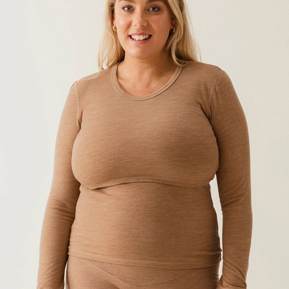 Boob - Ammetopp Merinoull Brown Melange - Guttelus.no