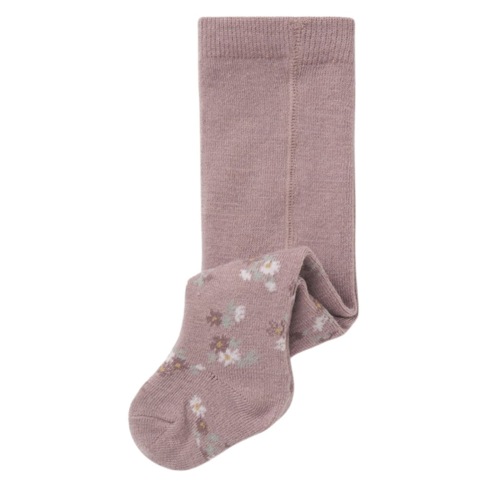 Name It - Strømpebukse i Ull Baby Wak Blomster Purple Dove Jaqua