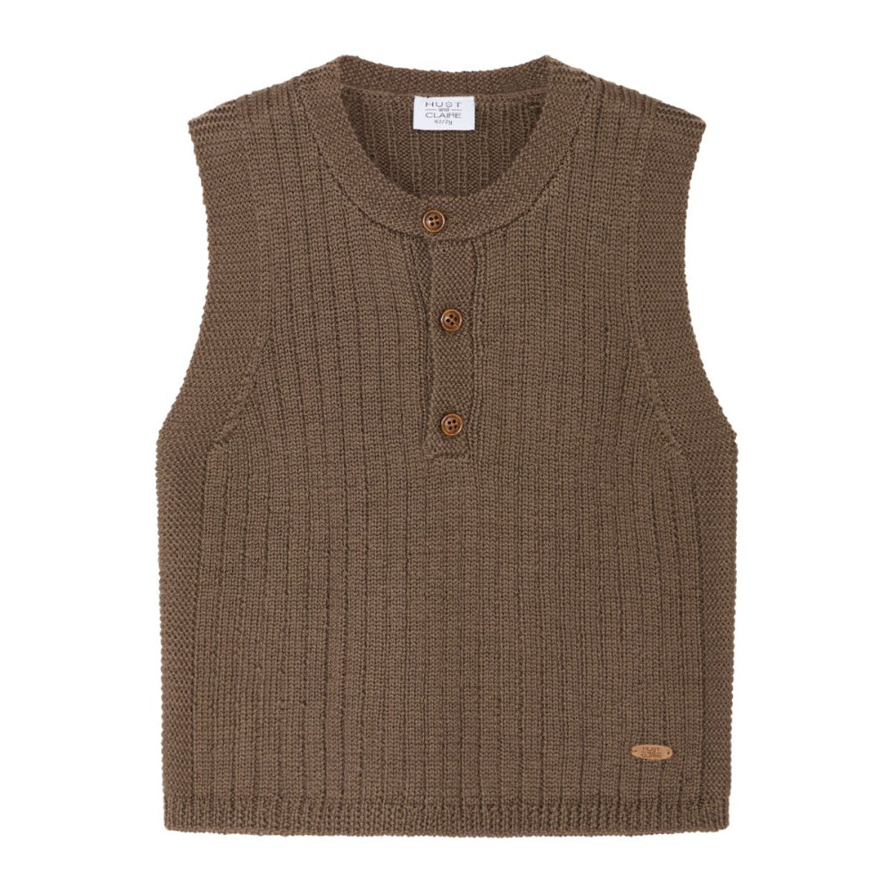 Hust and Claire - Vest Ull Ribbestrikket Coffee