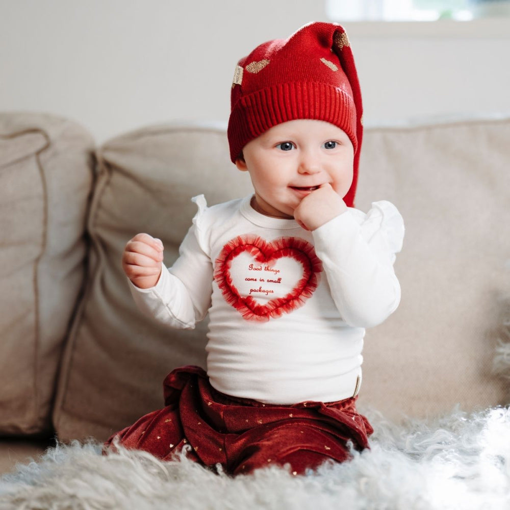 Hust and Claire - Nisselue Filiz Knit Teaberry Hearts
