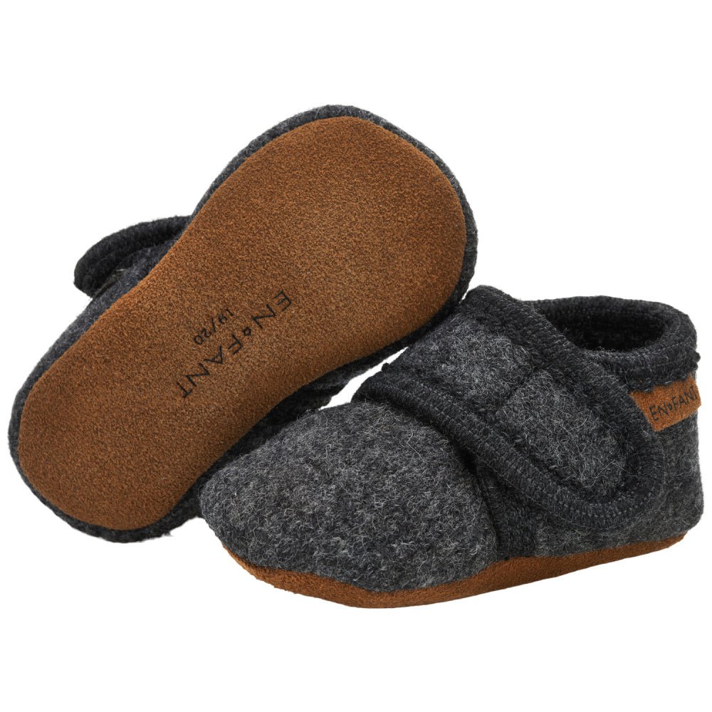 En Fant - Tøfler i Ull Dark Grey Melange - Guttelus.no