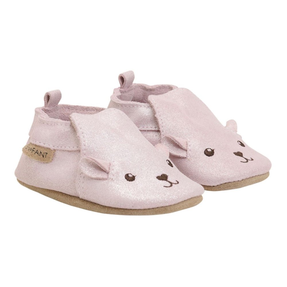En Fant - Tøfler Semsket Skinn Bjørn Misty Rose Glitter - Guttelus.no