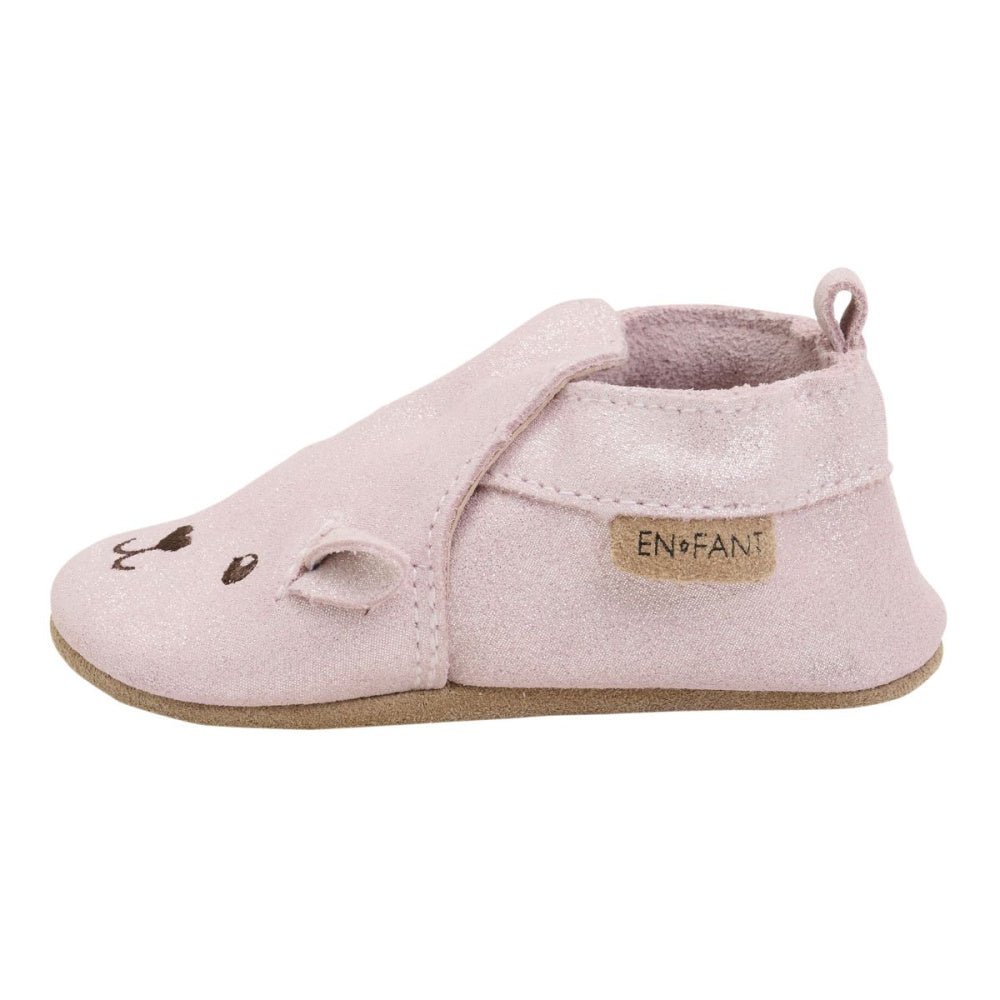 En Fant - Tøfler Semsket Skinn Bjørn Misty Rose Glitter - Guttelus.no