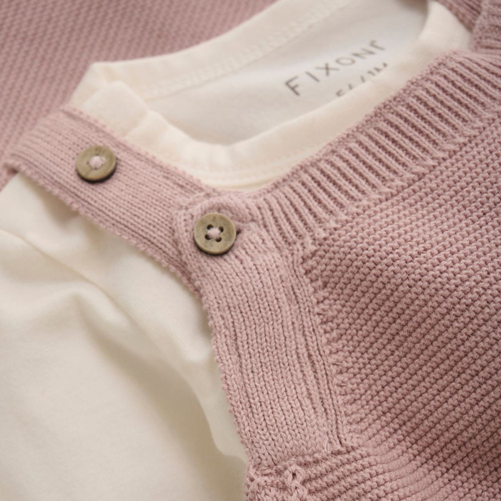 Fixoni - Babysett Body og Strikket Sparkebukse Pale Mauve