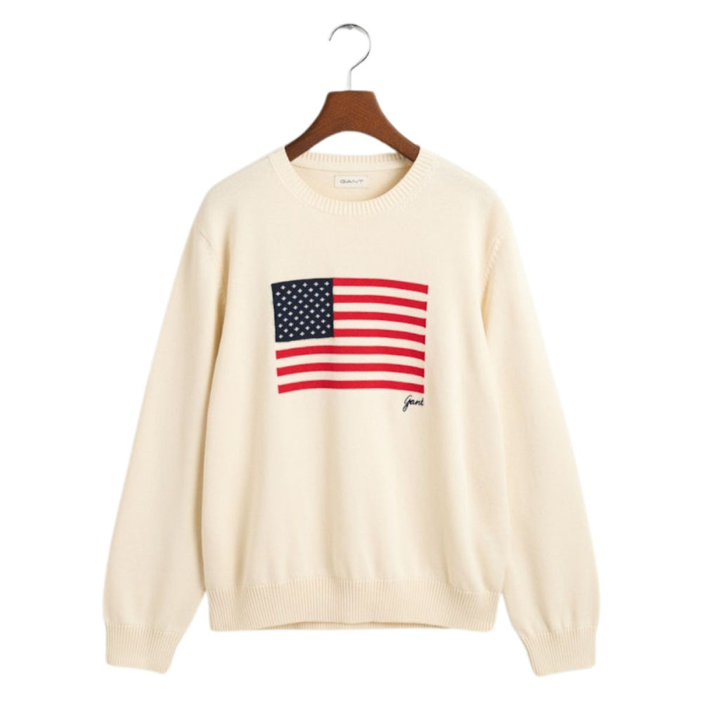 Gant - Genser Flag Knit Jr C-Neck Cream