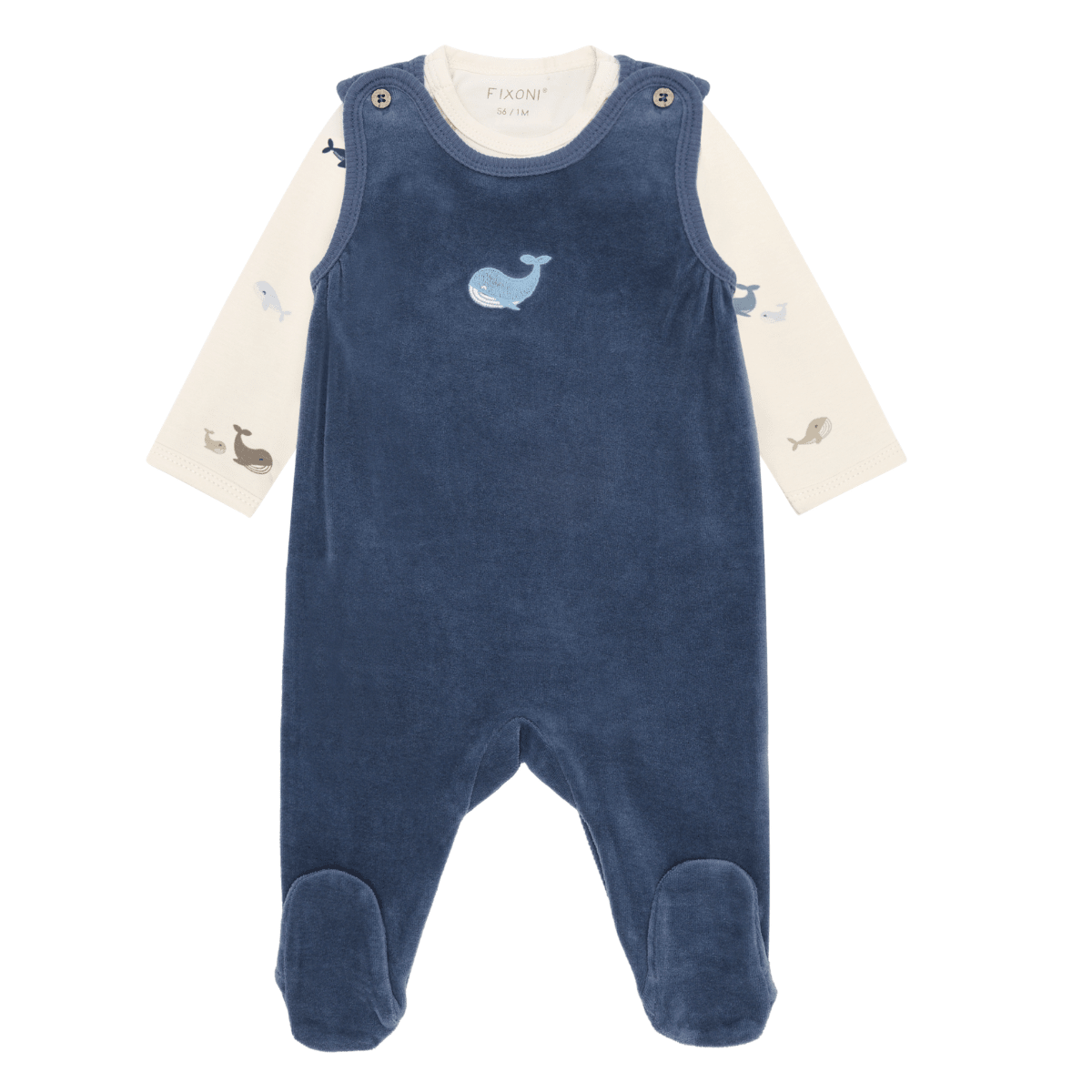 Fixoni - Babysett Body og Sparkebukse Velour Vintage Indigo - Guttelus.no