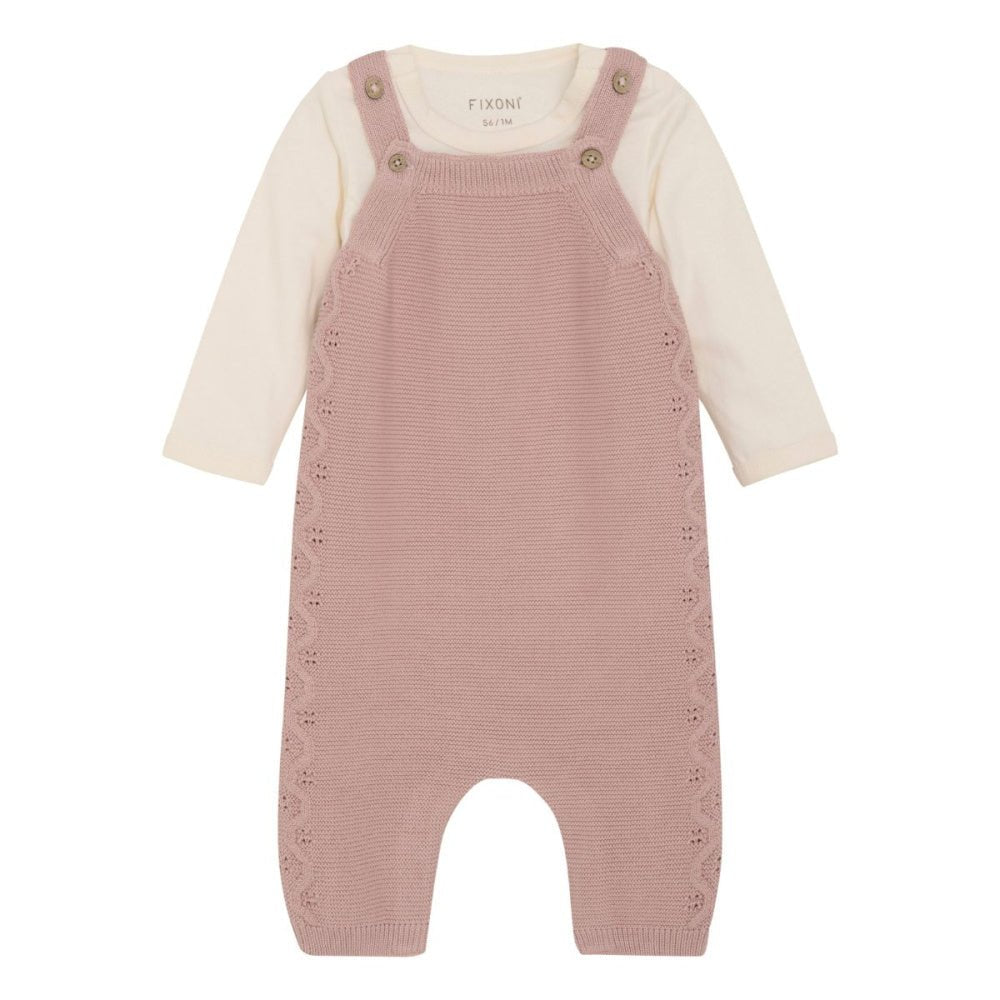 Fixoni - Babysett Body og Strikket Sparkebukse Pale Mauve - Guttelus
